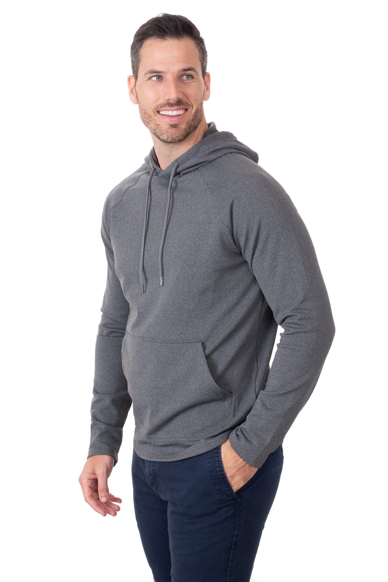 Gray pullover hooded sweatshirt