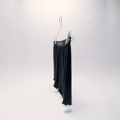 Black bamboo boxers spinning on hanger