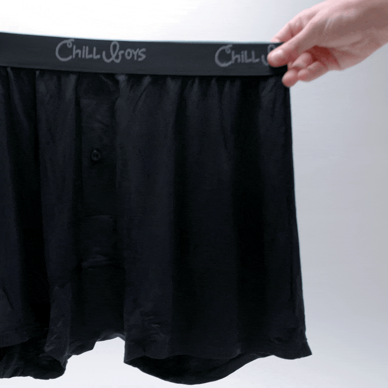 Stretching black bamboo boxers