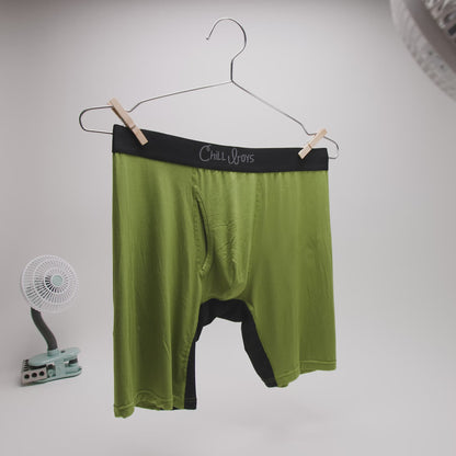 Green bamboo briefs blowing in the wind