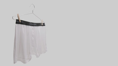 Chill Boys white performance boxers blowing with a fan