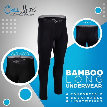 Men's long underwear black bamboo fabric