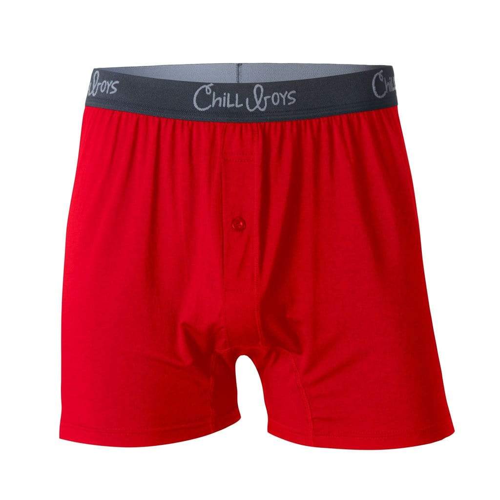 Chill Boys Soft Bamboo Boxers - Plush Luxury Men's Boxer Shorts - Red