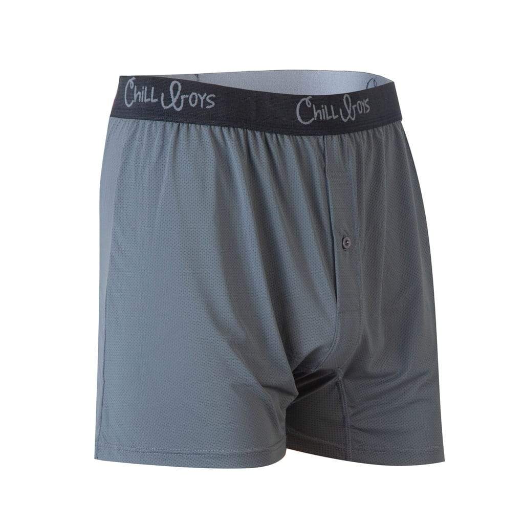 Chill Boys Performance Boxers - Cool, Soft, Breathable Men's wicking Underwear - Gray
